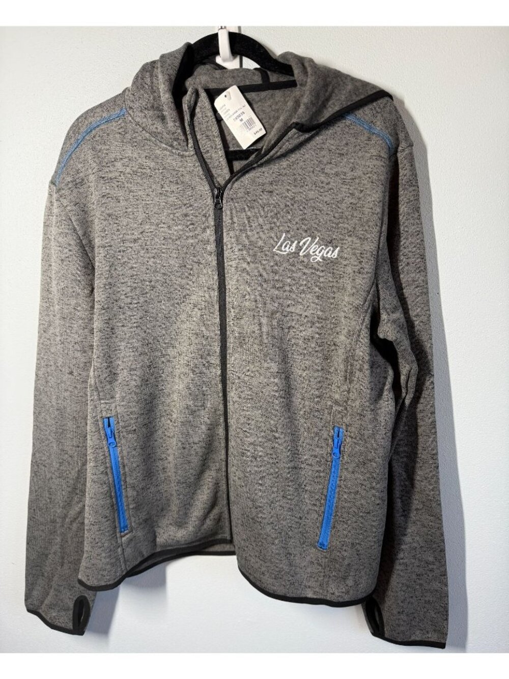 NWT Las Vegas Logo Jacket Womens Medium Gray Full Zip Hooded Fleece Coat Pockets